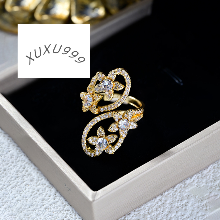 Dainty Flower Shape Ring with Zircon Brass Copper Flores Jewelry Band for Women Engagement Party Anel De Compromisso Feminino