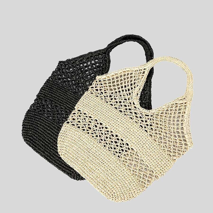 Casual Hollow Straw Women Shoulder Bags Paper Woven Lady Handbags Handmade Summer Beach Large Tote Bag Big Shopper Purses 2023