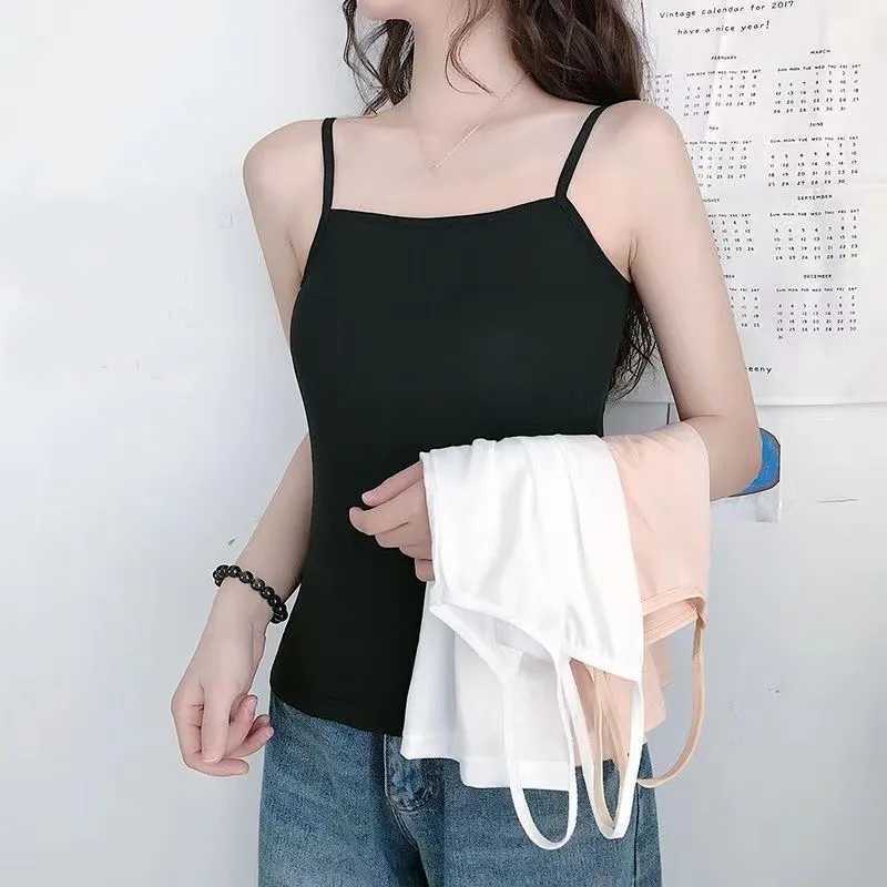 Summer Camisole Slim Vest Sexy Women Sleeveless T-Shirt Tee Tank Tops Female Solid Black/White Korean Crop Tops Y2k M250514