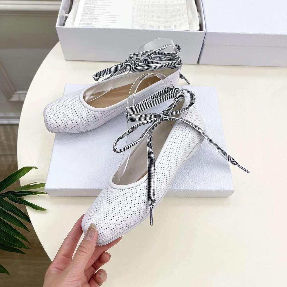 Women Size35-41 Genuine Leather Ballet Flats Ankle Strap Square Toe Solid Colors Roman Designer Shoes Zapatillas De Mujer