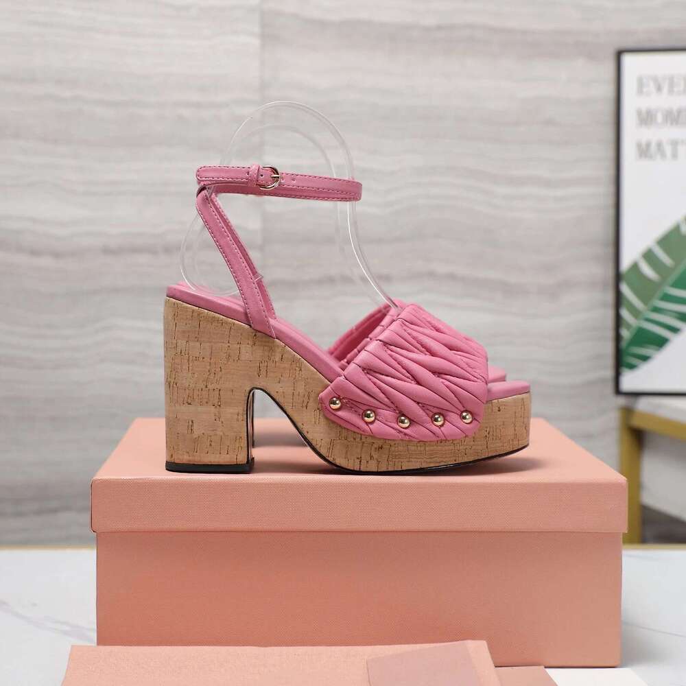 Women Size35-41 Genuine Leather Sandals Super High Heels Flat Platform Pumps Pleated Designer Shoes Zapatillas De Mujer