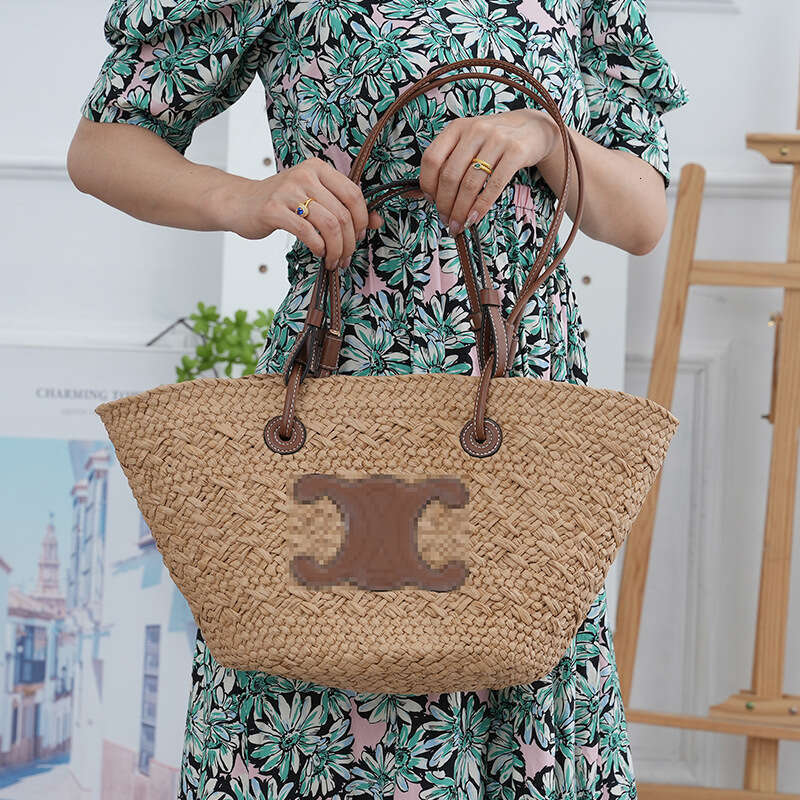 Summer woven large capacity versatile commuting tote women's vacation beach bag, single shoulder vegetable basket bag