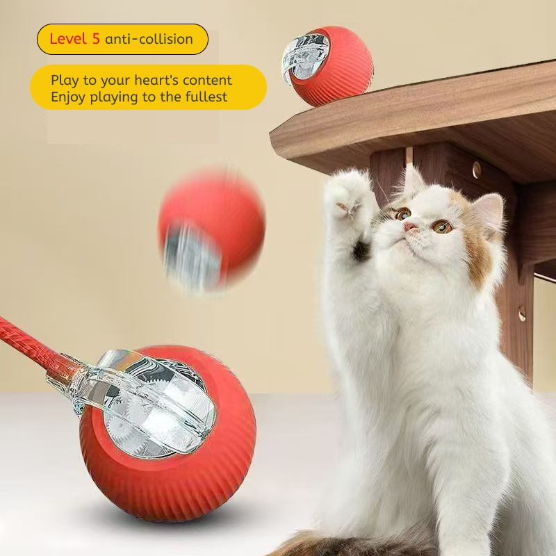 Interactive Smart Cat Toy - Auto-Rolling Pet Plaything With LED Lights And USB Rechargeable Feature