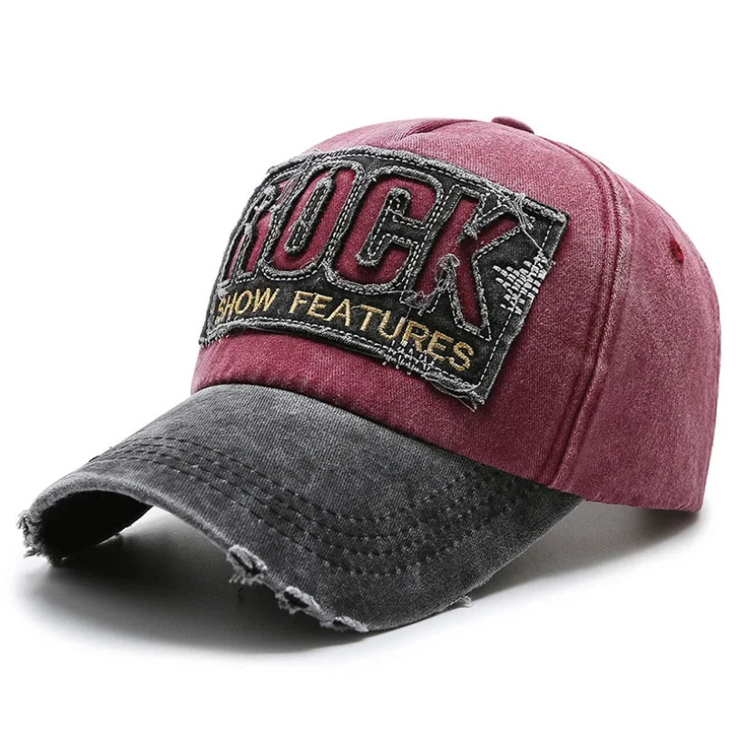 KMKM Korean version washed letters spring and autumn mens and womens fashion shabby denim baseball cap sunhat Official Website 250512