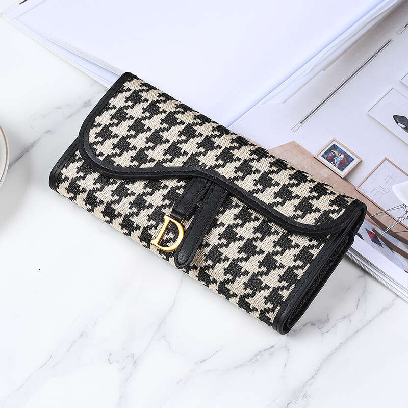 Wallet Women's Long, Large Capacity D Buckle, Card, Multi function, Three Fold Handbag