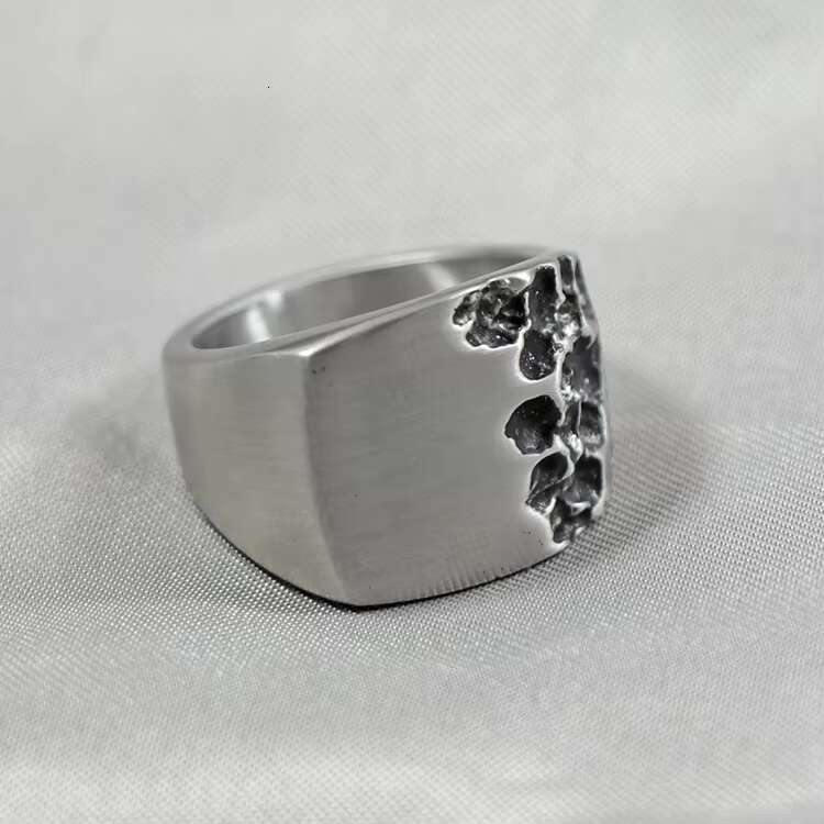 Vintage Stainless Steel Floral Signet Ring Gothic Style Jewelry for Men