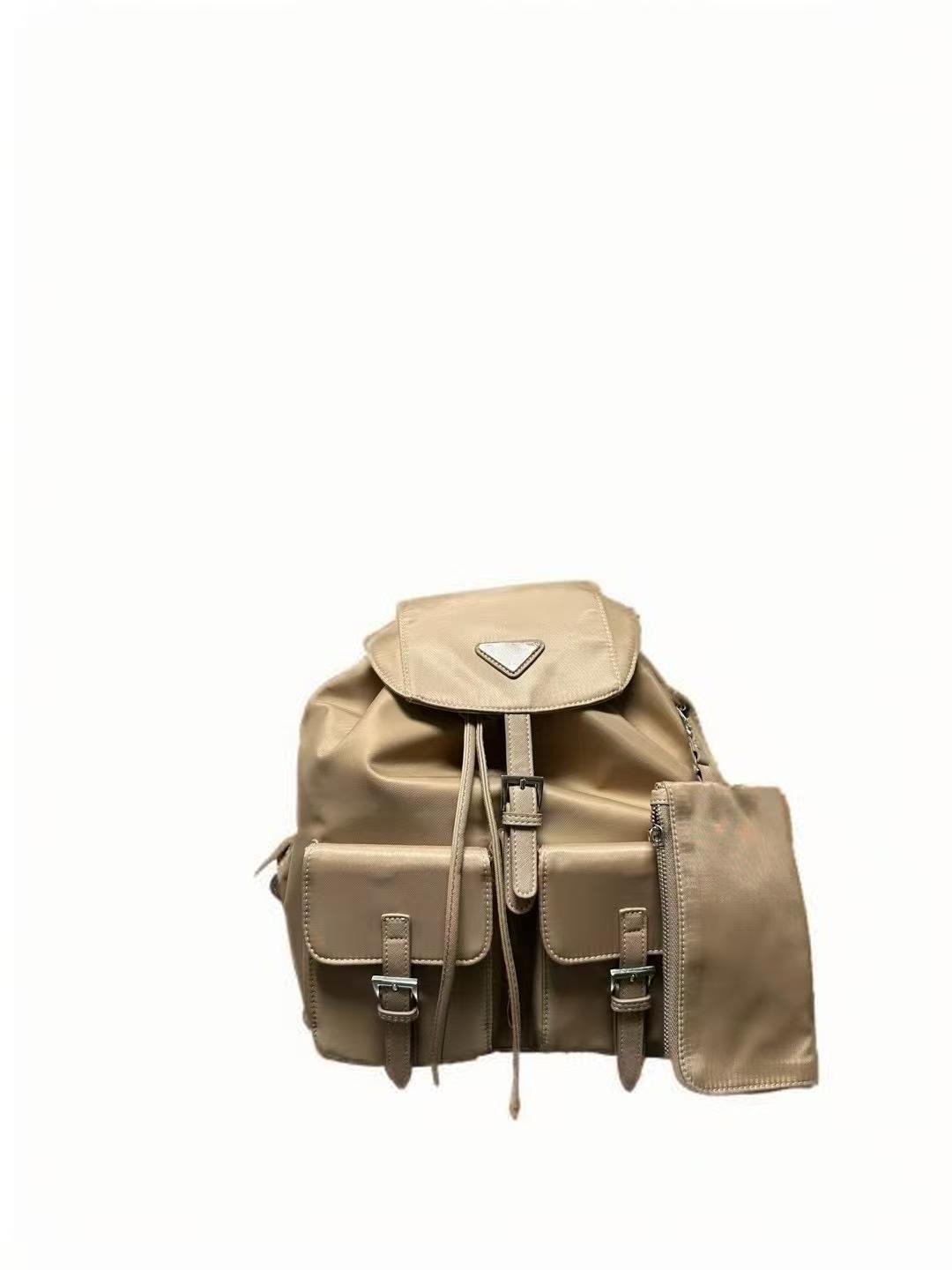 New backpack made of recycled nylon, used backpack with parachute drawstring, waterproof and versatile casual backpack