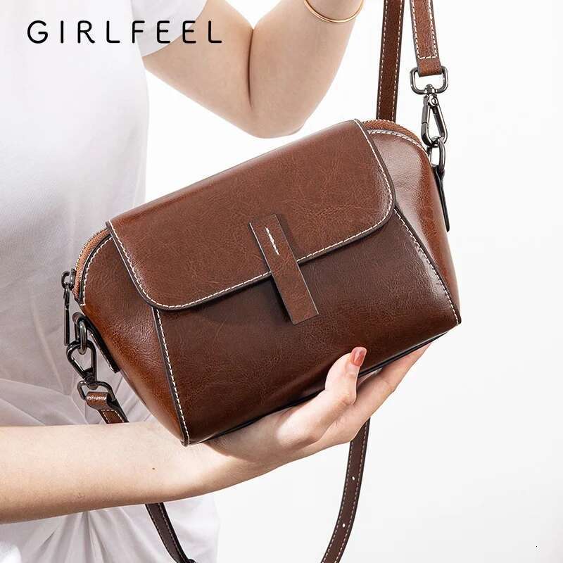 Cowhide Leather Cross Body Small For Women Fashionable And Versatile Shoulder Shell Hand Ladies Casual Phone Bag 5.