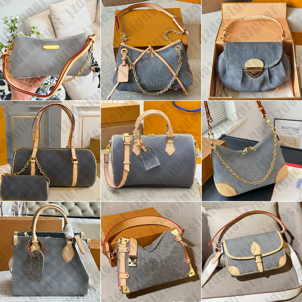 Desinger Shoulder Bag Grey Denim Handbags Chain Underarm Bag Pochette Carryall Hobo Women Crossbody Messagner Bags Backpack Wallet Purse Duffle Sling Bag