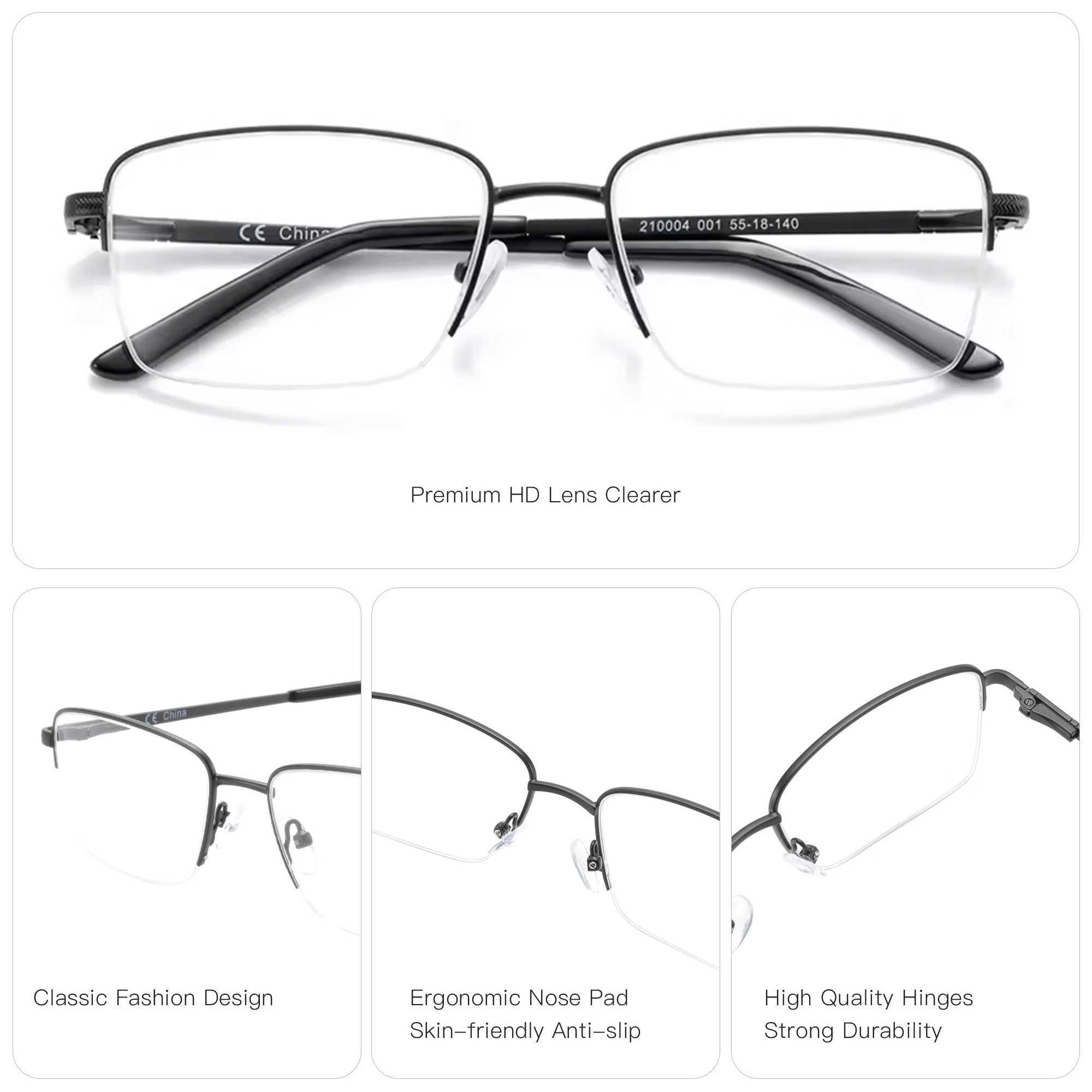 ZENOTTIC Half Rim Prescription Glasses Men Business Optical Spectacles Anti Blue Rays Photochromic Myopia Progressive Eyeglasses W250513