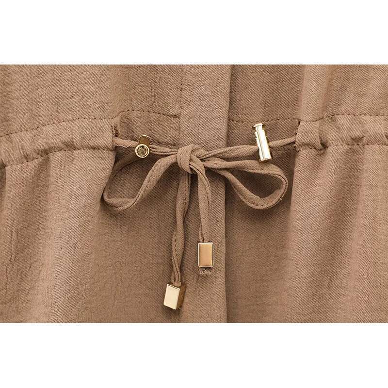 TFMLN 2025 Spring Summer Women Solid Blouse Sets Fashion Lapel Single Breasted Drawstring Top Elastic Waist Pant Outfits