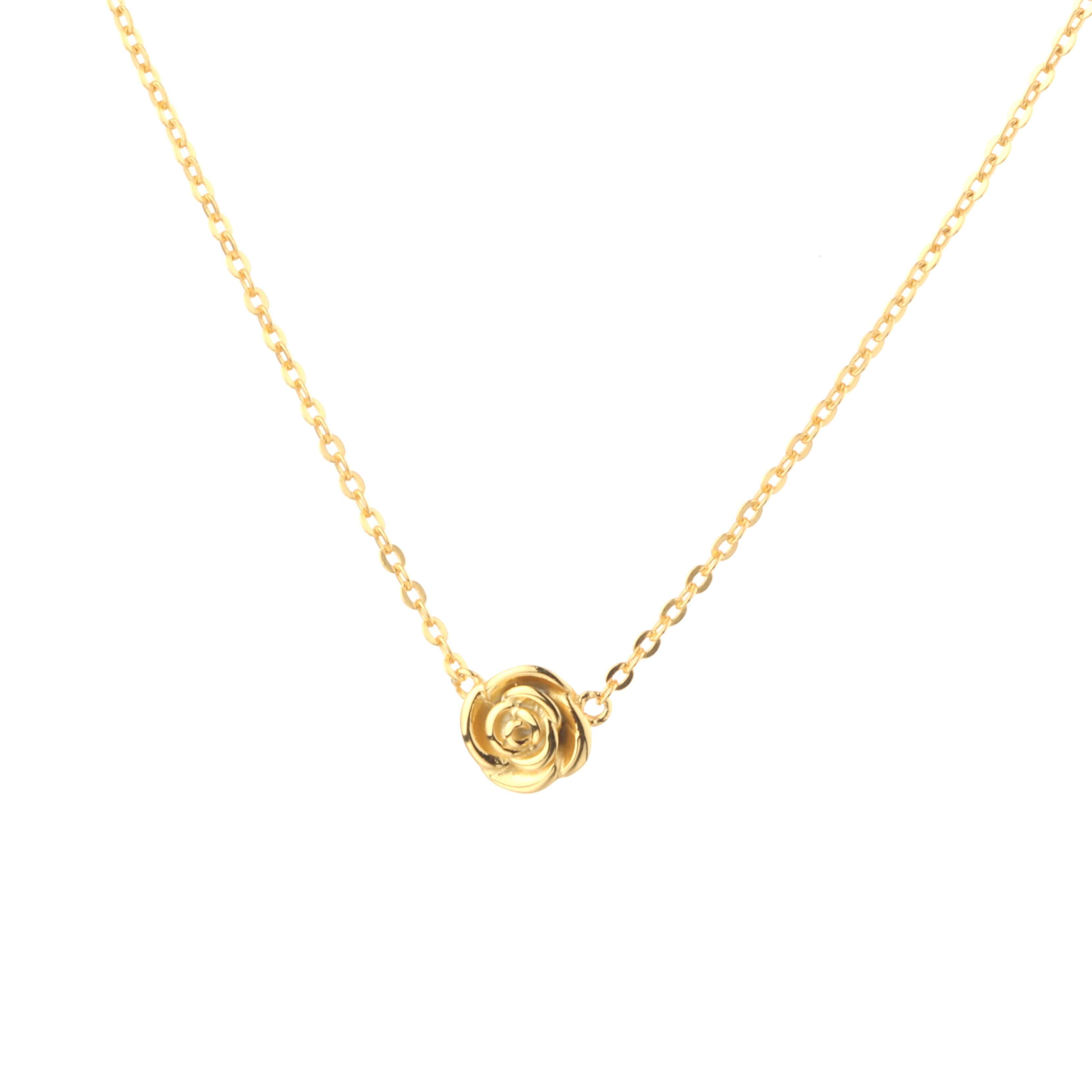 Pure sier jewelry, gold-plated rose pendant necklace, jewelry