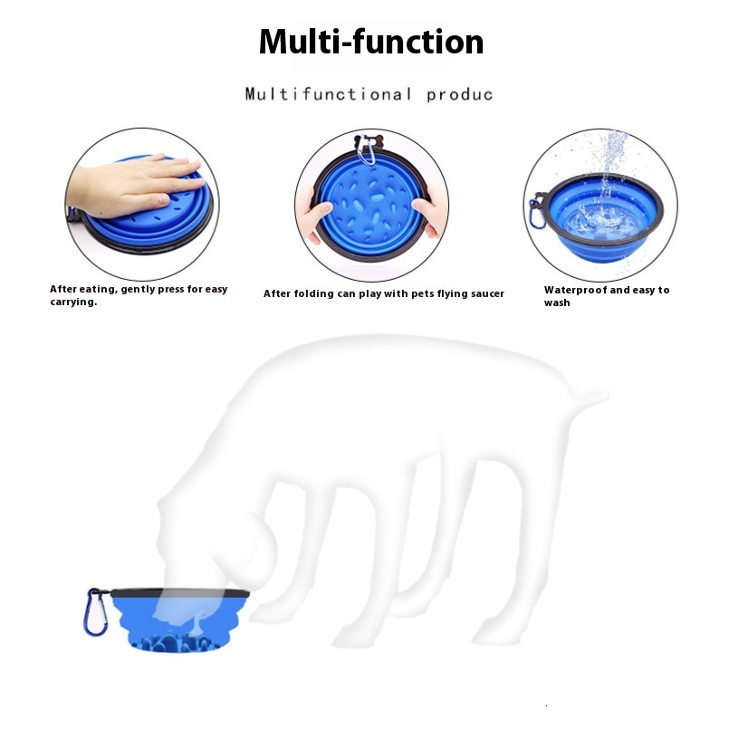 Silicone Pet Foldable For Dogs Anti Tipping Dog Bowl Slow Food Bowl Supplies