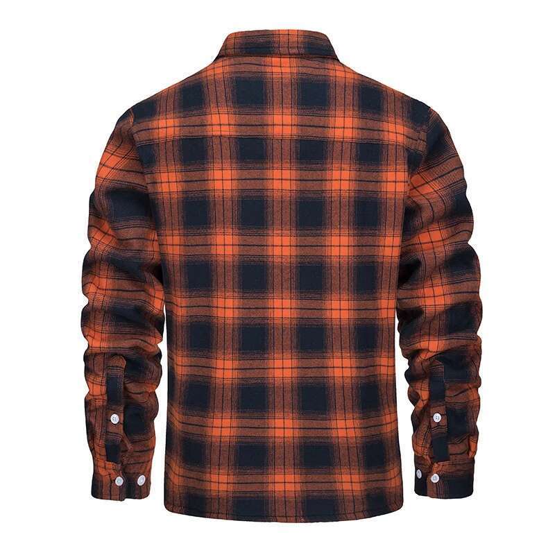 MAGCOMSEN Men's Fleece Plaid Flannel Shirt Button Up Casual Cotton Jacket Thicken Warm Spring Work Coat Sherpa Outerwear