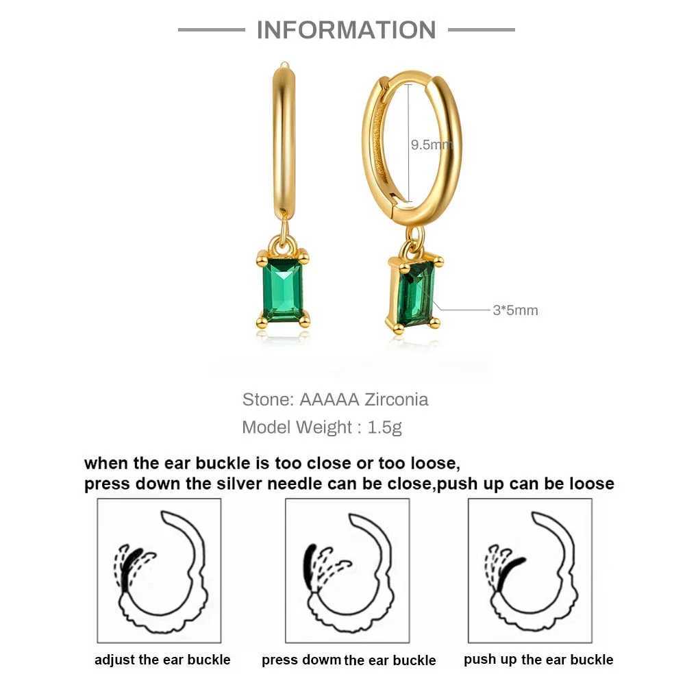 French Emerald Geometric Hoop Stainless Steel Earrings for Women Party Jewelry Accessories Trendy Zircon Crystal Drop Earring Y250510