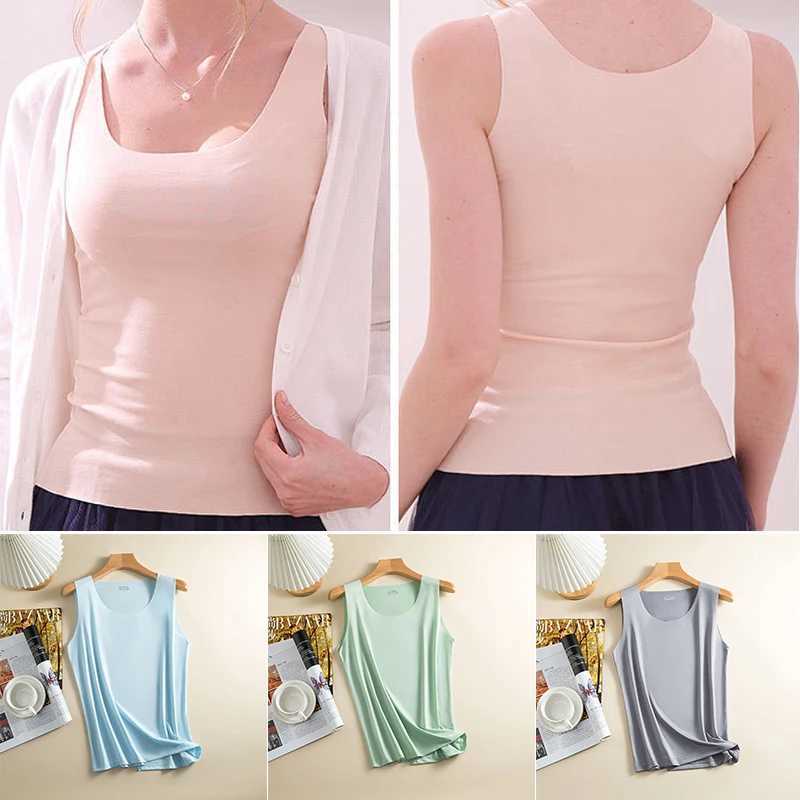 Women Crop Tops Sexy Solid Camisole Ice Silk Tube Top Seamless Sports Tank Top Sleeveless T-shirt Crop Top Bottoming Undershirt M250513
