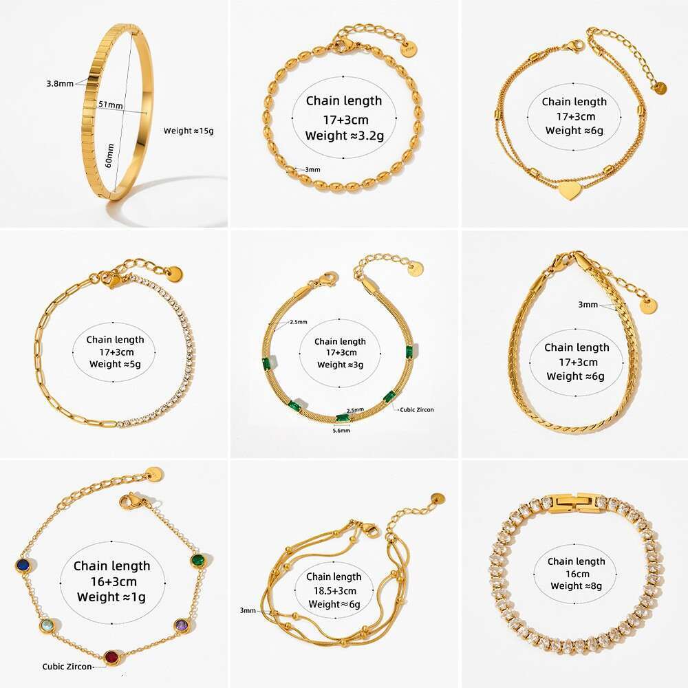 Fashion Stainless Steel Stacked Bracelet with Zircon Heart Pendant Minimally Designed Handmade Set for Men's and Women's Bracelet Jewelry