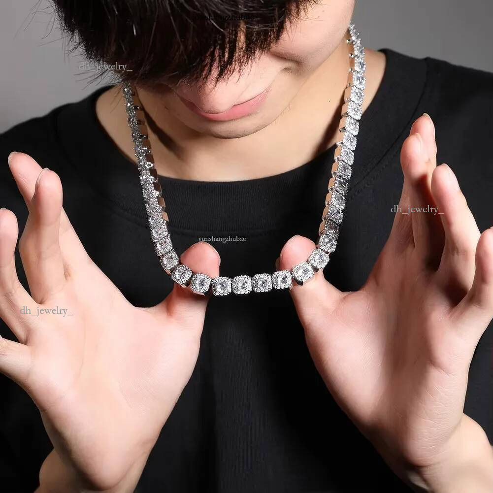 Hip Hop White Gold Micro 10MM Clustered Tennis Chain Necklace for Men Ice Chains Jewelry