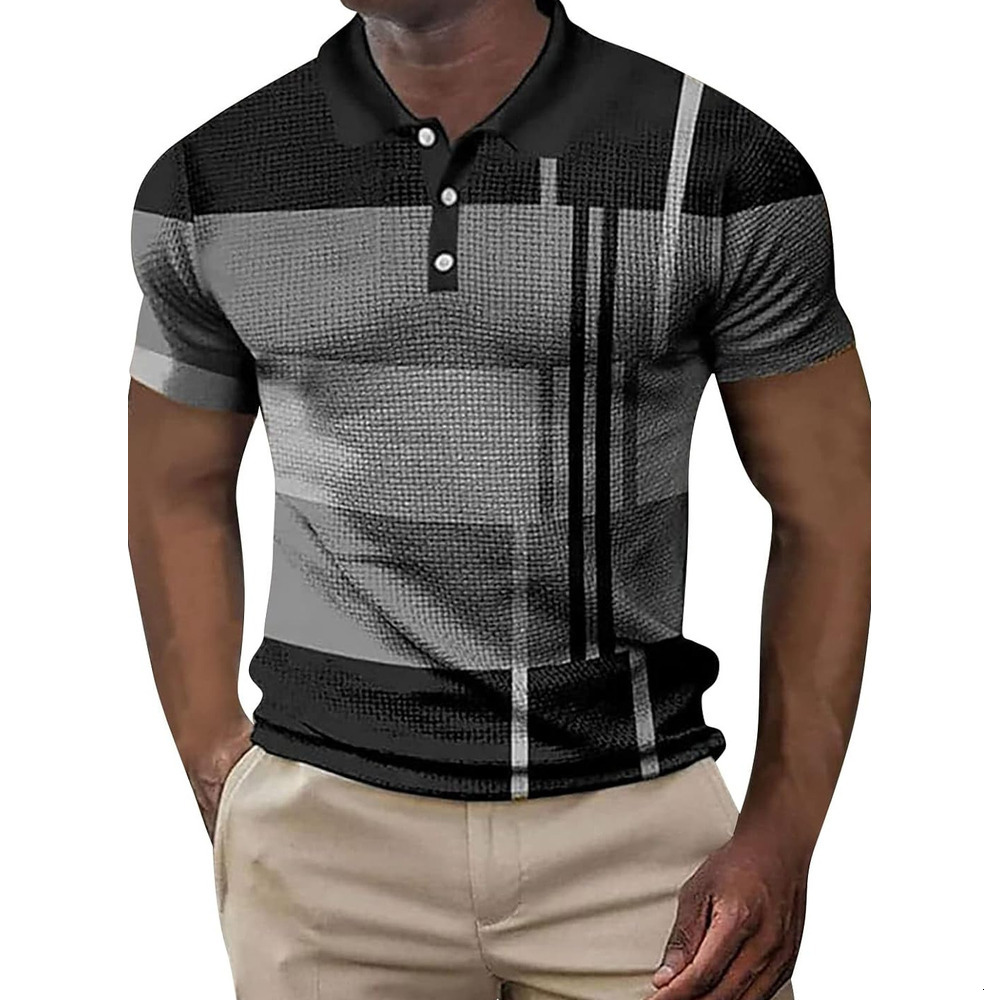 Mens Polo shirt Men's Polo Geometry Turndown 3D Print Golf Button-Down Outdoor Street Short Sleeves Shirt Clothing Polos shirts tshirt Casual top