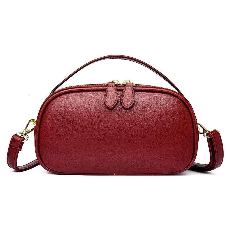 2025 Spring New Cross Shoulder Double Handheld Small Square Soft Leather Casual Women's Bag