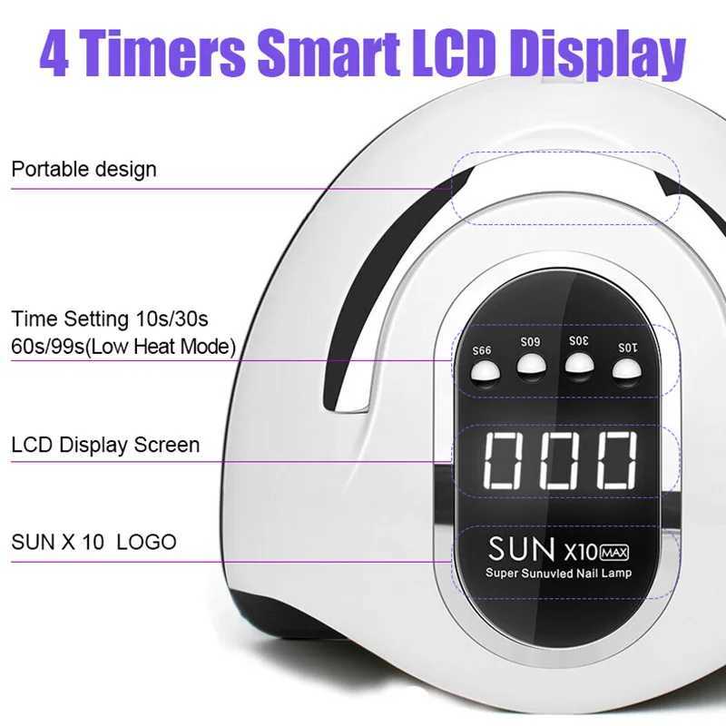 SUN X0 MAX UV LED Nail Dryer 280W 66LEDs Gel Polish Curing Lamp with 4 Timers Automatic Sensor LCD Display Quick Dry Manicure W250513