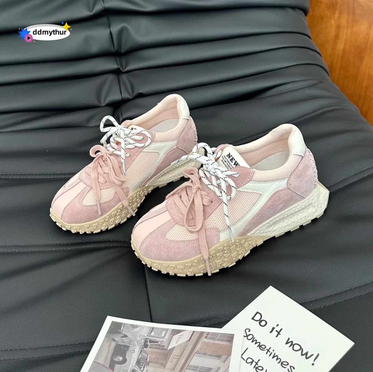 Short stature with an increase 7cm height, German training for women in the spring and autumn of 2025, new thick soled color blocked casual women'