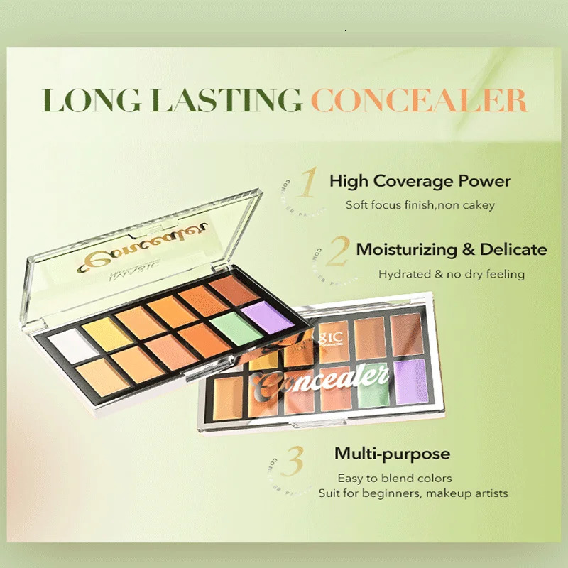 IMAGIC 12-Color Concealer Foundation Cream Covers Marks Dark Circles Full Coverage Suit for All Skin Primer Makeup Cometics 250512