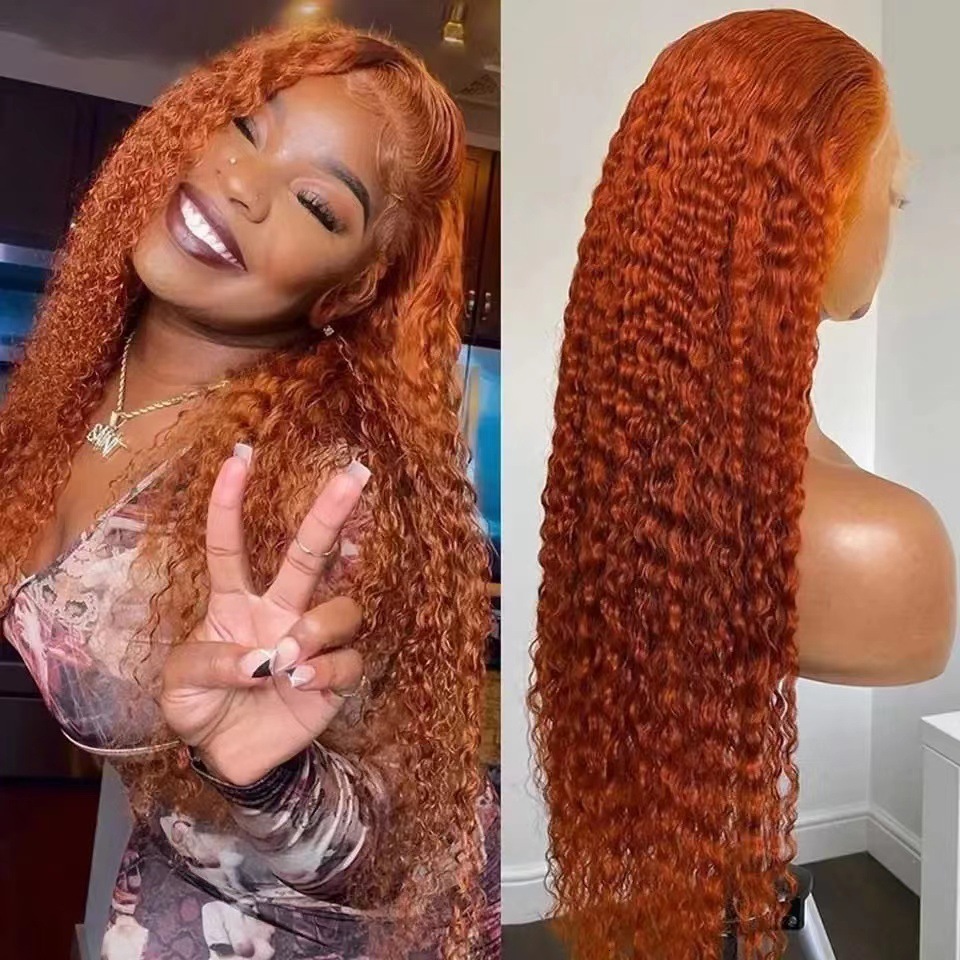 lace Front wig set new product womens small roll orange human hair wigs