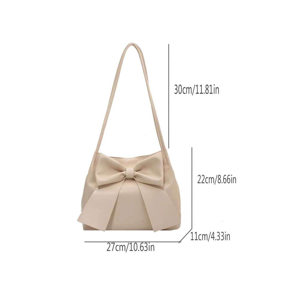 Fashionable Large Capacity Knot Shoulder Cute Kawaii Bow Decor Water Bucket Bag Lightweight Casual Handbag