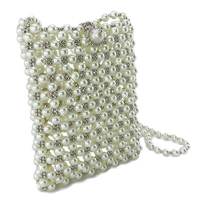 Pearl bag, bead string crossbody shoulder bag, Korean style ING