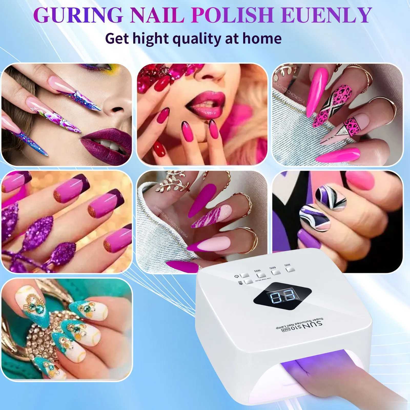 Rechargeable UV LED Smart Nail Dryer Light with HD Display for Quick Drying and Curing All Gel Nail Polish Nail Art Tools W250513
