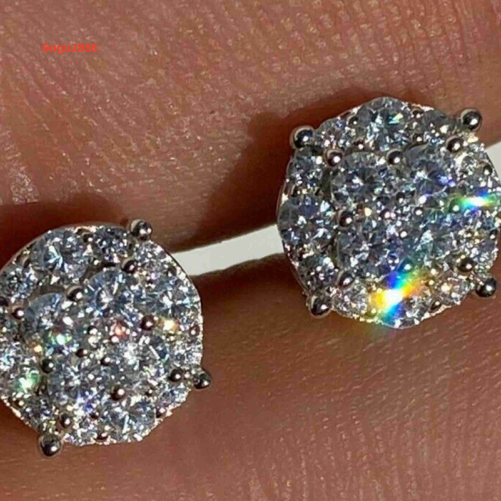 Luxury 2023 Hip Hop Earrings S925 Sterling Silver VVS Moissanite Diamond Studs Earrings for Women Men