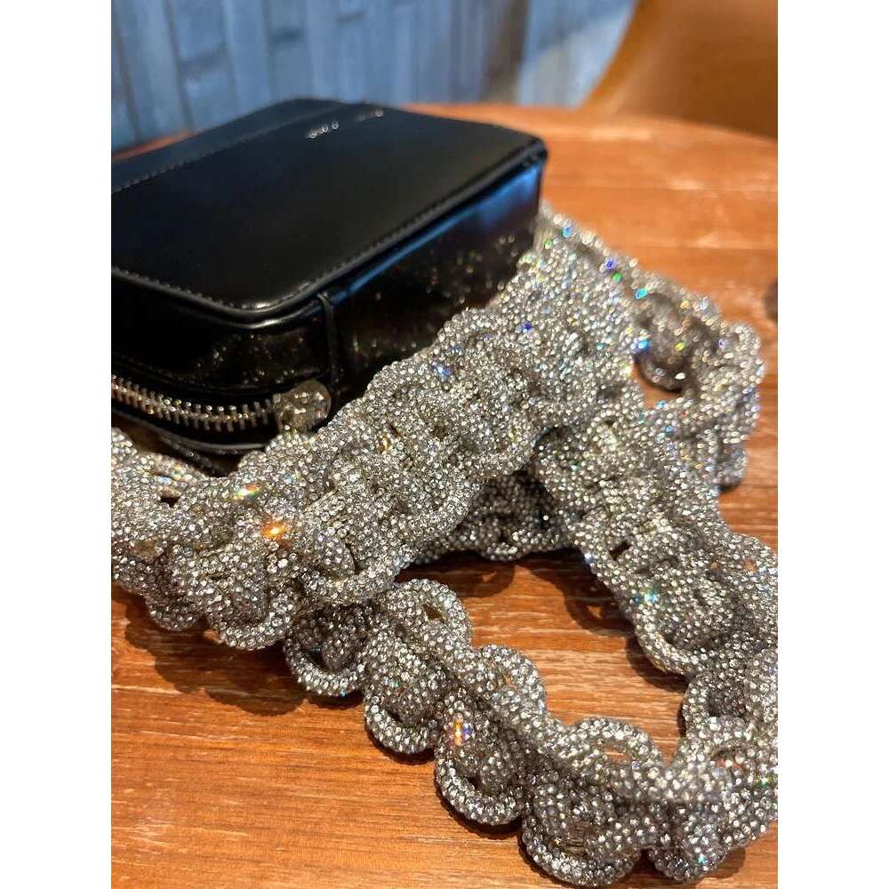 Designer Rhinestones Dia Bling Woven Shoulder Strap Square Women's Handbag Evening Clutch Purse Messenger Bag