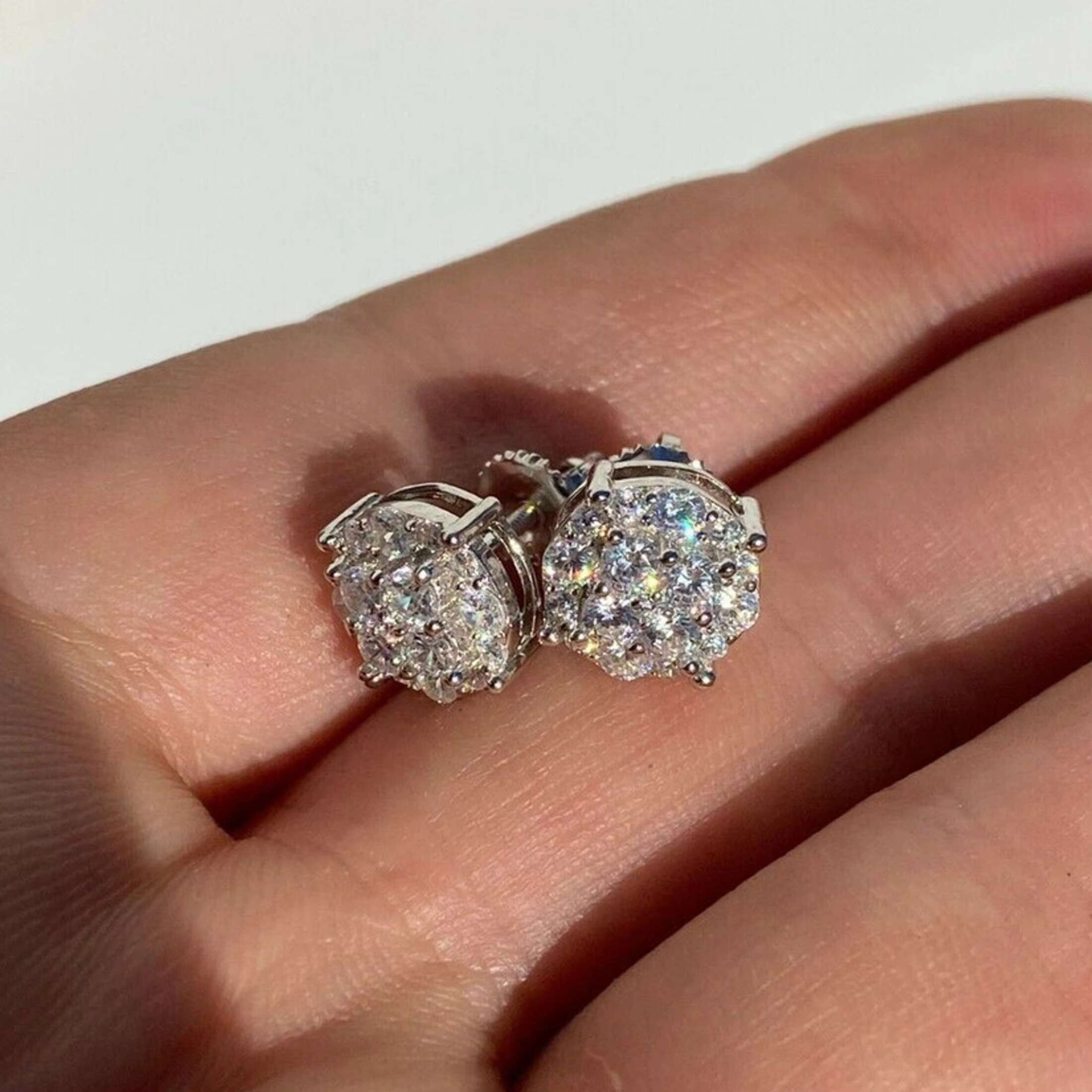Luxury 2023 Hip Hop Earrings S925 Sterling Silver VVS Moissanite Diamond Studs Earrings for Women Men