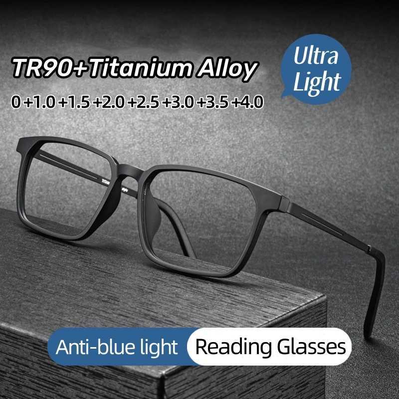 Ultralight Business Titanium Alloy Reading Glasses Men Anti Blue Light Presbyopia Eyewear High Quality Eyeglasses with Diopter W250513