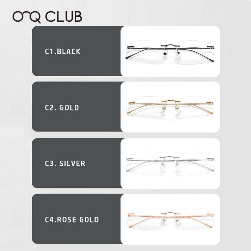 O-Q CLUB Ultra-light Titanium Reading Eyeglass Frames Men Fashion Simple Rimless Myopia Glasses Customized Prescription Glasses W250513