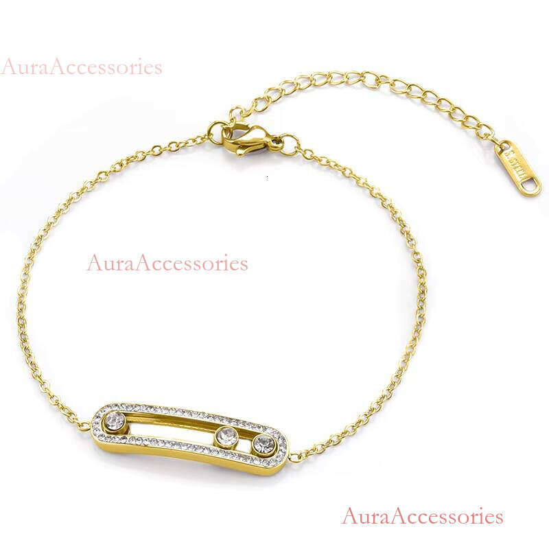 Famous Brand Square Bar Design Sense Shape Pendant Paper Clip Women's Bracelet European and American Popula