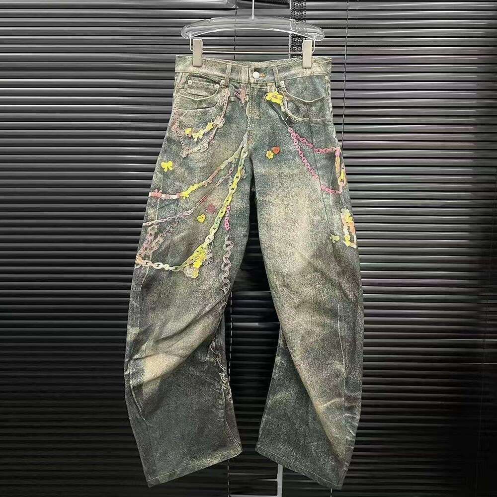 AC Home Candy Chain Bending Knife Jeans Heavy duty Laundry Versatile Wide Tube Casual Pants