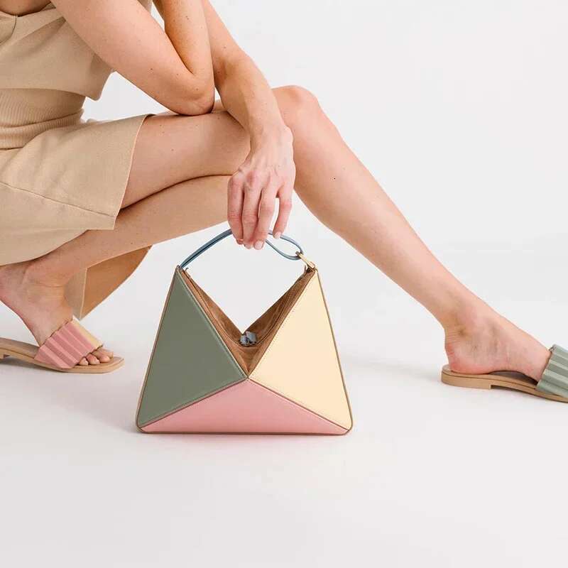 Turkey Stereoscopic Designer Bags Colorful Triangle Patchwork Women's Crossbody Bag Fashion Brand Handbags For