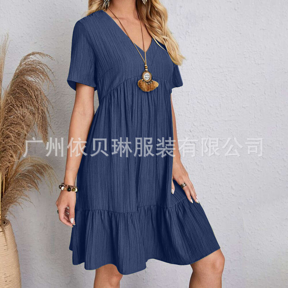 Women Clothes Dress Summer Women S Loose Relaxed Short Sleeve Tunic Flowing Dress KQ