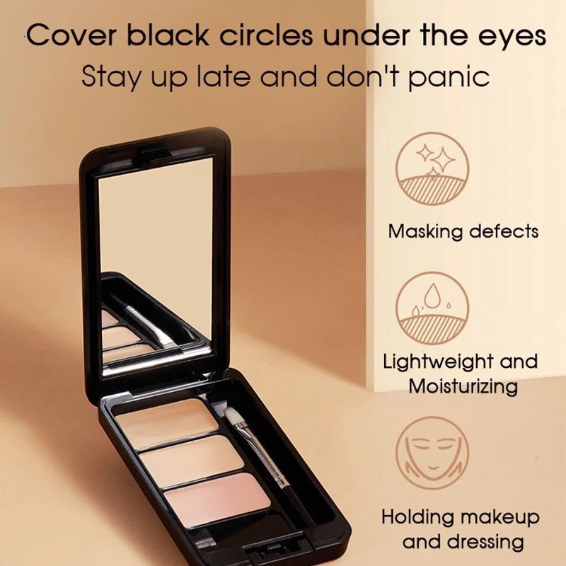 Natural three color concealer for facial pockmarks stains lacrimal furrows to cover and brighten 250512