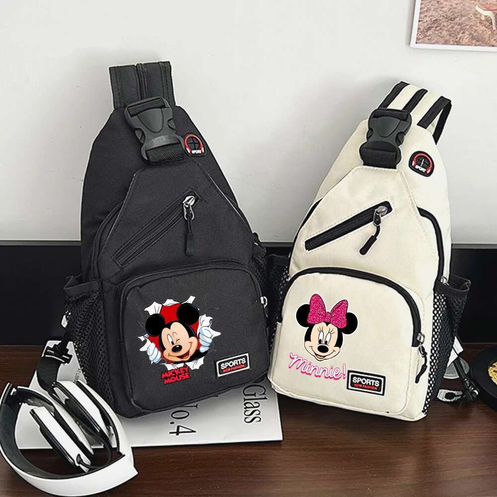 Minnie Mouse Chest Sling Messenger Crossbody Backpack Travel Sports Bagpack Men Shoulder Bag Women Gift Rucksacks