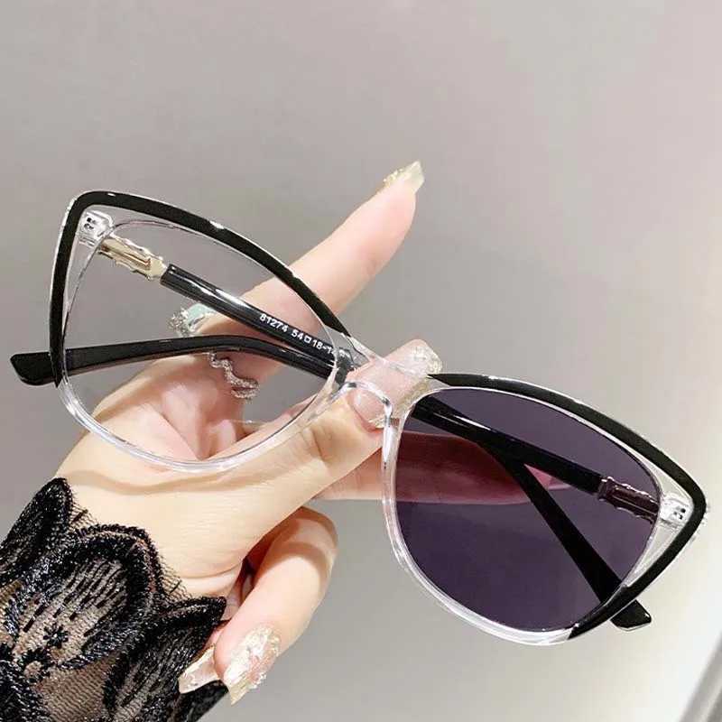 Cat Eye Myopia Glasses Photochromic Anti-UV Sunglasses Blue Light Blocking Color Changing Minus Glasses with Diopters 0 To -4.0 W250513