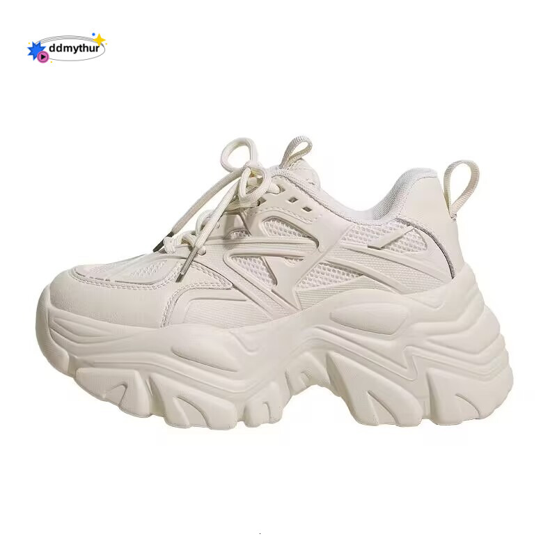 Dad's Heightening 2024 Spring and Autumn New Versatile Small stature Black Thick Sole Pinecake Sports Shoes Female ddmythur