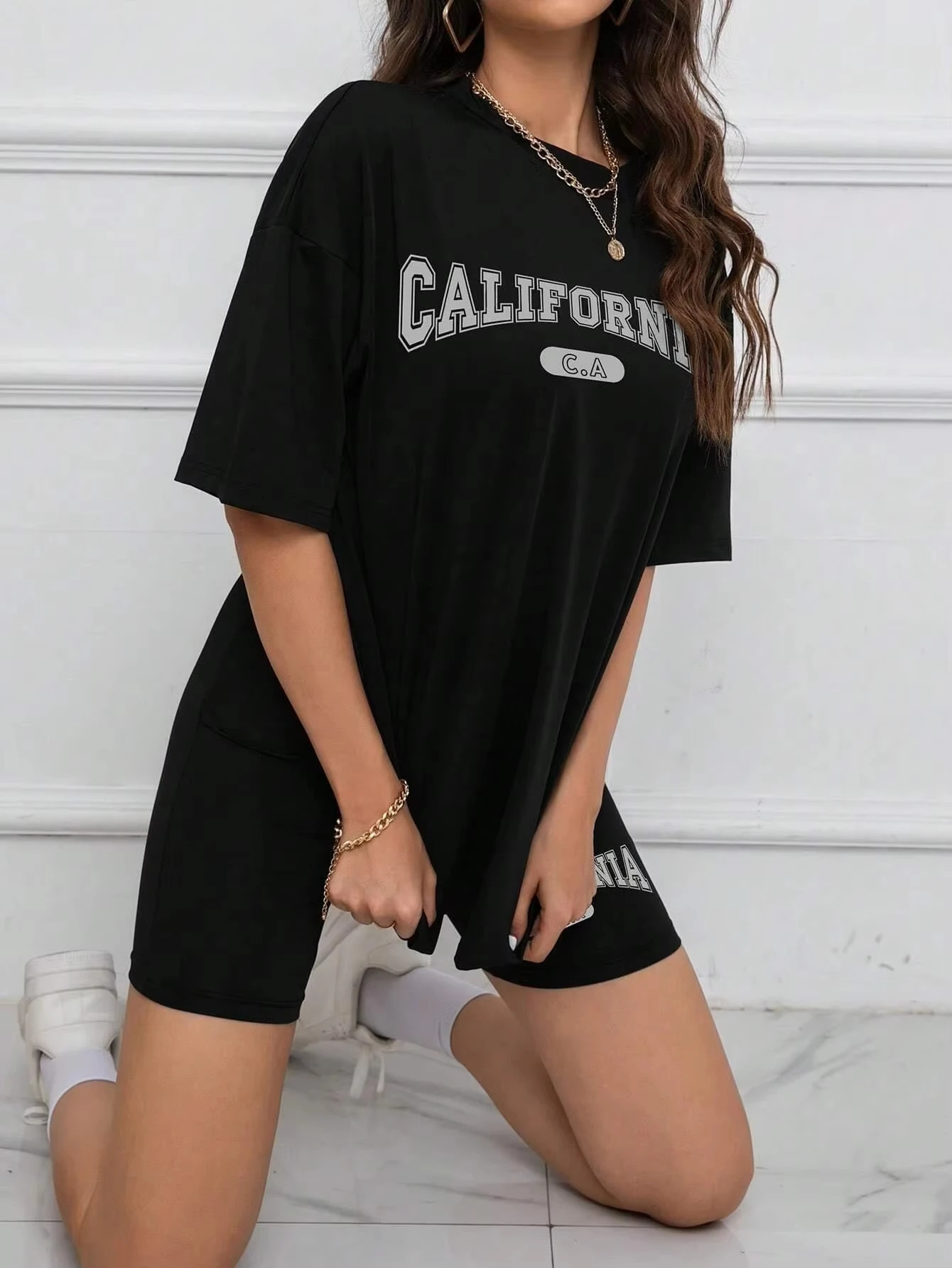 California City Letter Pattern Tshirt Womens Street Hip Hop Summer Casual Cotton Soft Women Clothes Top 250513