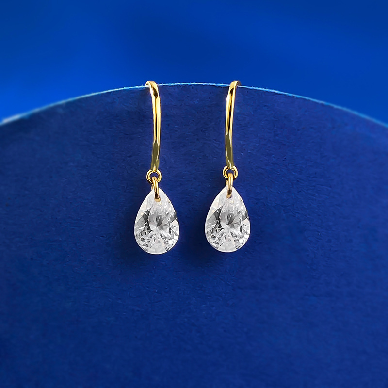 Choucong Elegant Dangle Earrings Simple Luxury Jewelry Solitaire Soild 100% 925 Sterling Silver Pear White Lab Moissanite Diamond Party Women Drop Hoo
