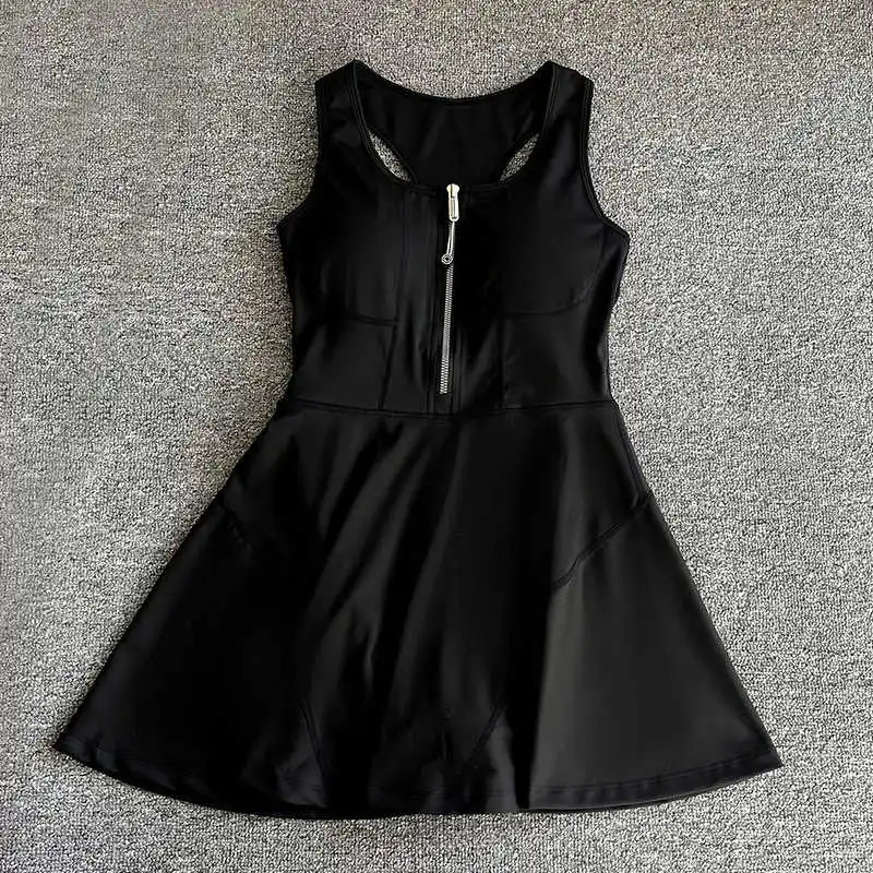 Womens antitransparent zipper base sports dress outdoor running top tennis suit onepiece fitness 250513