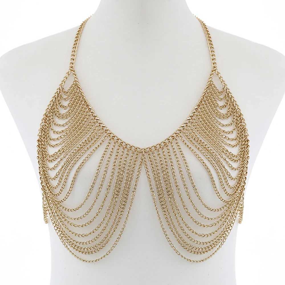 Sexy Chest Bra Chain Body Jewelry Women Metal Chain Multi Layer Body chain Jewelry Beach AccessoriesT250513