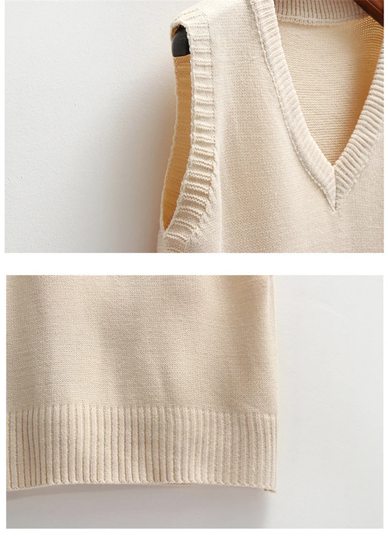 Fashion Autumn Winter Knitted Sweater Women Casual VNeck Pullover Vest Allmatch Sleeveless Female Clothing Loose Tops Jumper 250506