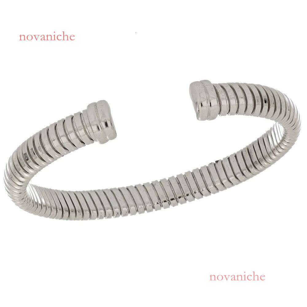 Made in Italy, modern sier cuff bracelet with stylish ribbed design handmade, suitable for daily elegance